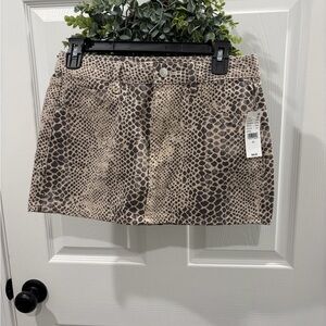 PacSun Beige and Brown Snake Print Mini Skirt